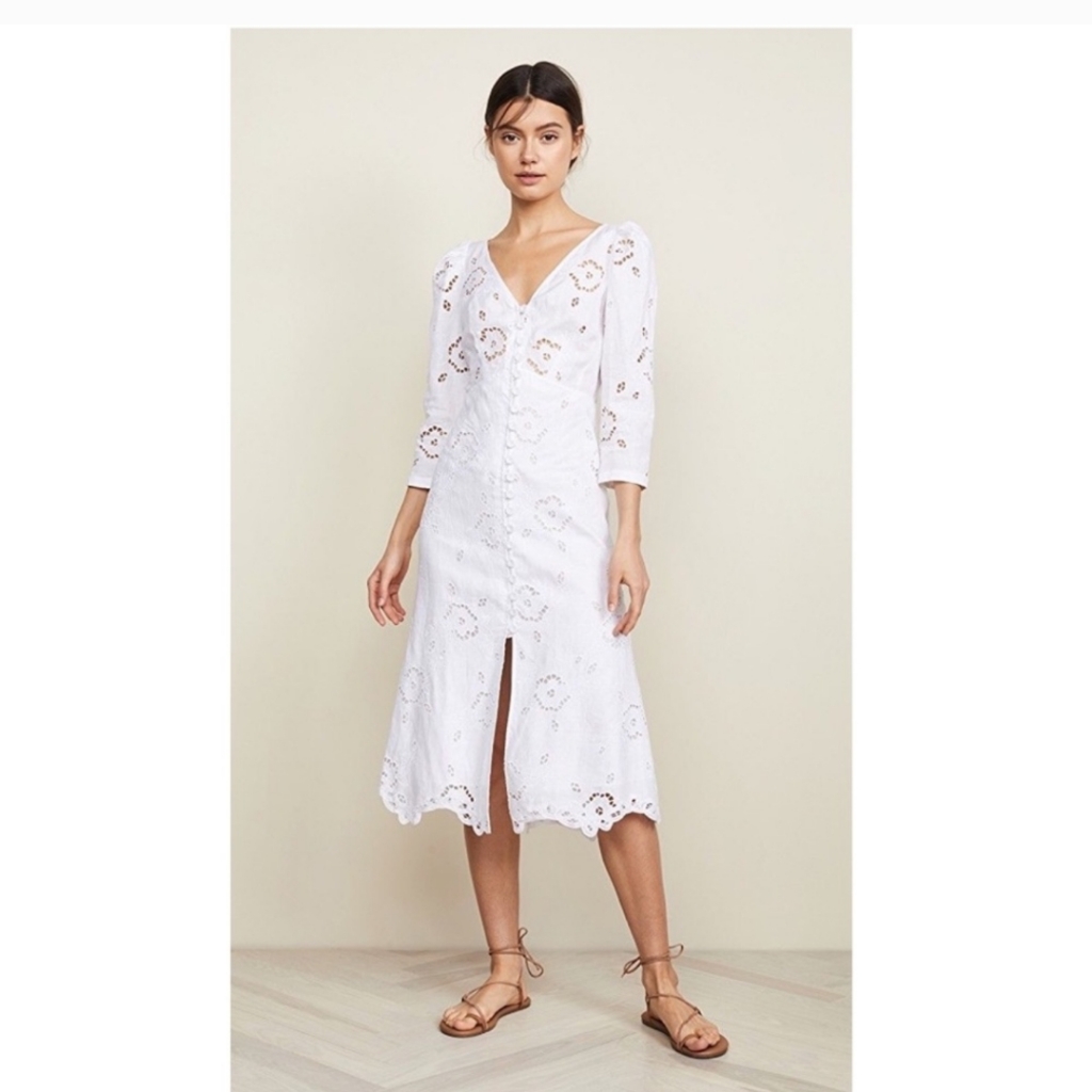 Rebecca Taylor Terri Embroidered V-Neck Dress Open Back